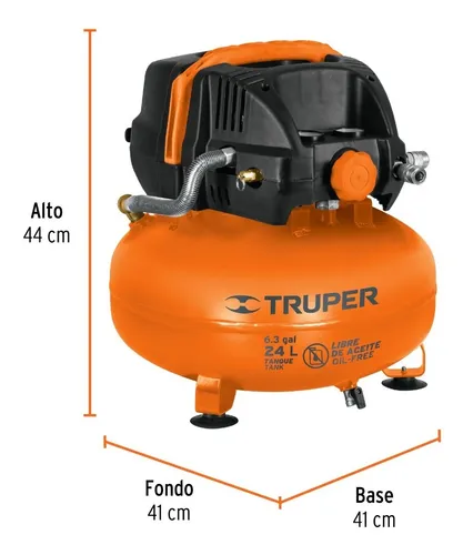 Compresor De Aire 24 Lts Libre Aceite Truper Comp-24s