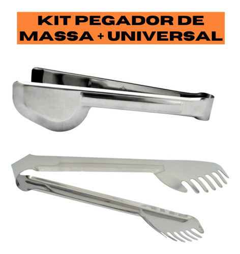 Kit 2 Pegadores Universal De Massa Macarrão E Saladas Inox
