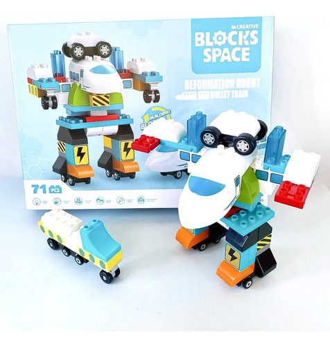 Set Construcción Bloques Tren Robot 71 Piezas Niños