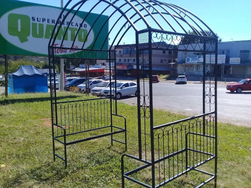 Gazebo De Metal 2metros Com Bancos Sem Lona Forte Ja Pintado