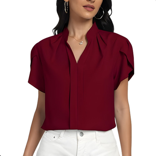 Blusa Informal Coreana De Gasa Para Mujer Con Volantes