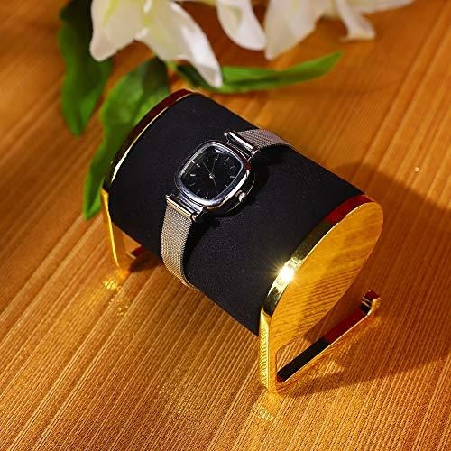 Soporte Exhibidor De Reloj Metal Dorado Y Terciopelo Negro