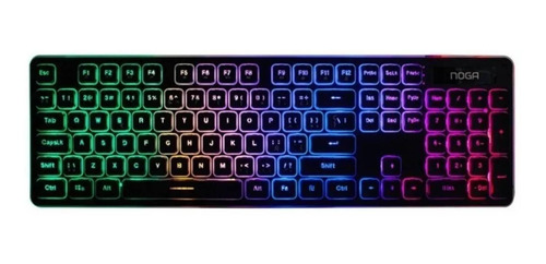Imagen 1 de 4 de Teclado gamer Noganet NKB-560 QWERTY español España color negro con luz RGB