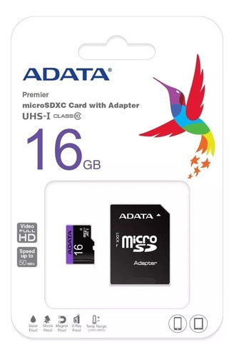 Memoria Micro Sd Adata 16gb Clase 10 - Original 100%
