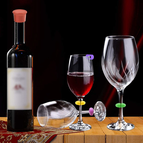 24 piezas Bebidas de Silicona Etiquetas Vistoso Marcadores de Bebidas de Vino Encantos Identificadores de Vidrio para Fiesta de Bar en Casa 