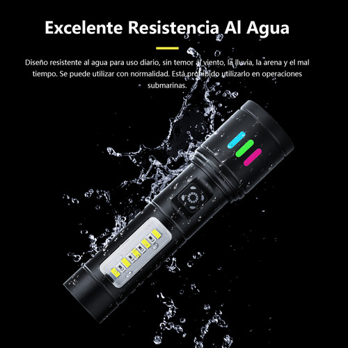 Moreka Linterna Led Luz Táctica Portátil De Alta Potencia Zoom Telescópico, Linterna De Modo De Cinco Marchas, Con Luz De Advertencia Adecuada Para Pesca, Equitación Nocturna, Camping, Senderismo Et