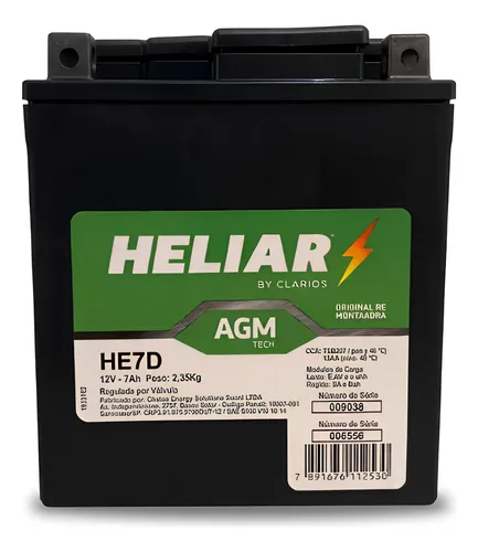 Heliar He7d Agm Selada Cb300r Fazer250 Fz25