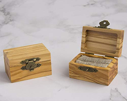 Caja Anillos Compromiso Madera Olivo Rústico