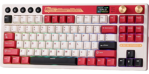 Teclado Mecânico Royal Kludge Rkm87 75% Sem Fio Switch Bege Cinza Inglês Internacional Famicom