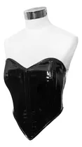 Comprar Corset Overbust Charol Cuero Gotico Metalero Rock Bustier 05
