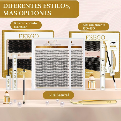 Extensiones De Pestañas Kit Diy Feego 30d 40d 280pcs 9-16mm