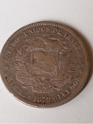 Moneda De 5 Bs Fuerte Plata 1879