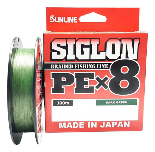 Linha De Pesca Sunline Siglon X8 #6 0,0418mm 300m Dark Green