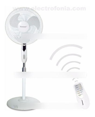Ventilador de pie Telesonic VPO316-12RC blanco con 3 aspas, 16" de diámetro 220 V