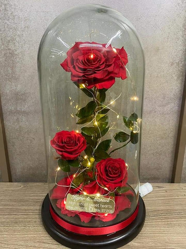 Rosa Eterna Jumbo De 3 Flores Con Luz Y Placa Gratis | Meses sin intereses