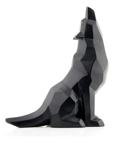 ~? Wisifayardin Estatua De Lobo Aullador De Lobo Negro Para 