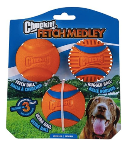 Kit Chuckit De 3 Bolas Resistentes Para Cães - M