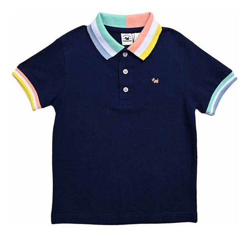 Playera Polo Marca Ferrioni De Niño Manga Corta Color Marino