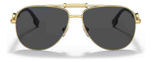 Gafas de sol Versace Medusa Polis Gold 0ve2236 10028759, color de lente gris oscuro, diseño liso