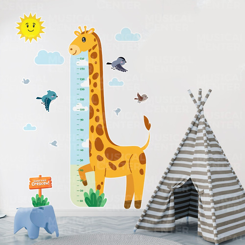 Adesivo Parede Infantil Regua Crescimento Girafa 01 Contact Cor Colorido