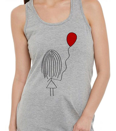 Musculosa Globo Girl Dibujo Rojo