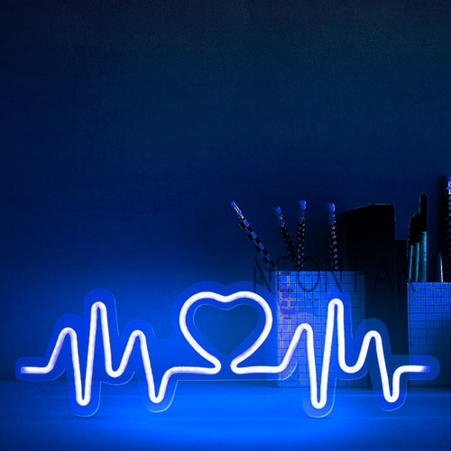 Cartel Neon Led Corazón Electro Base En Acrílico