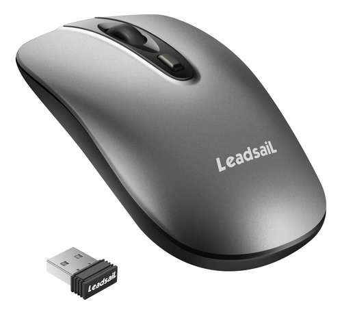 Mouse Leadsail Inalambrico Recargable 2,4g/gris.