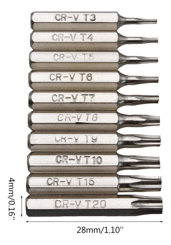 Juego De Puntas De Destornillador Torx Cr-v T3, T4, T5, T6,