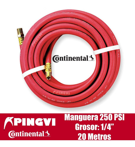 Manguera Aire Llantas 20mts X 1/4 Presion 250psi Continental