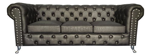 Chesterfield Sillón  3 Cuerpos Tapizado En Cuerotex ,premium