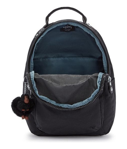 Mochila Kipling Seoul S True Black, negra, diseño de tela lisa