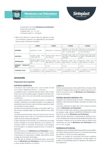 Membrana Liquida Poliuretanica X 20 Sinteplast Techos Pasta