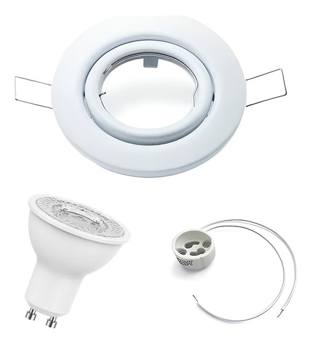 Spot Led Embutir Móvil Redondo Blanco Dicroica 6w Completo