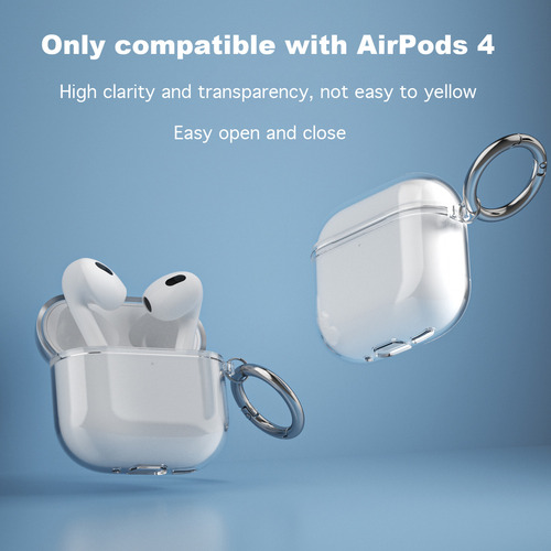 USTIYA Funda Para AirPods 4 Case Protectora Carcasa Color Transparente Negro/gris TPU Cover