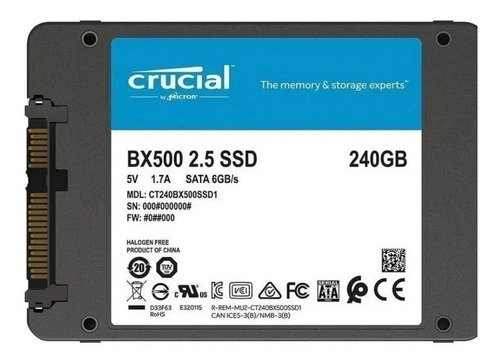 Hd Ssd Crucial Bx500 240gb Sata 6.0gb/s 2,5 Novo Lacrado