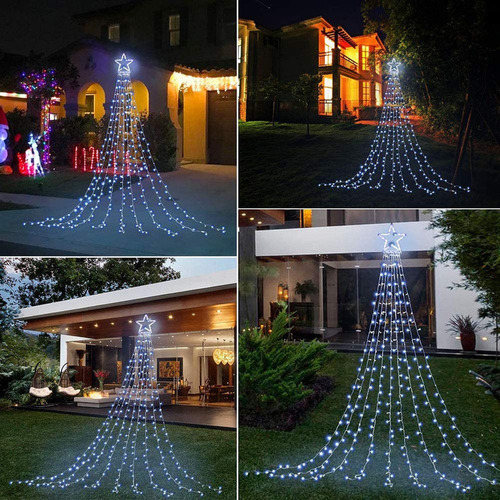 Decoración Navideña Led Con Forma De Estrella De Hadas Solar