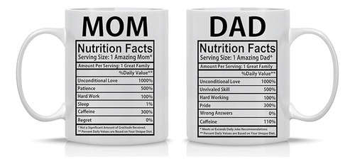 Aw Fashions Mom Dad Nutritional Facts Juego Tazas Divertidas