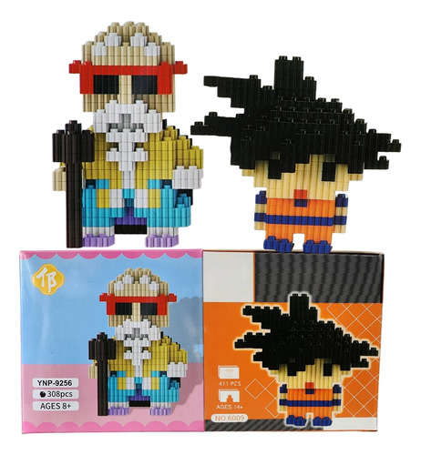 Set De Construcción 3dgoku Y Maestro Roshi Bloques Armables
