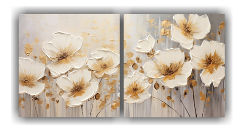 80x40cm Cuadro Movimiento Para Oficina A Gold Colors Flores