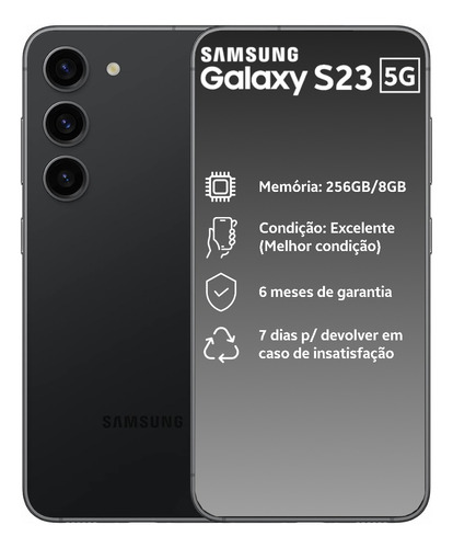 Samsung Galaxy S23 5g 256gb 8gb 6.1'' Preto - Excelente (Recondicionado)
