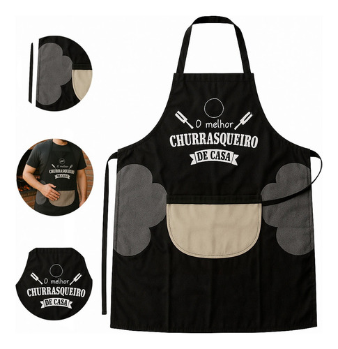 Avental De Cozinha Churrasqueiro Com Seca Mão Impermeavel