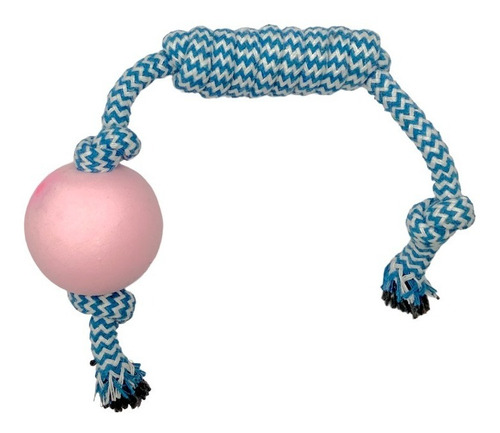 Juguete Para Perros Jaladera De Cuerda Con Pelota De Goma Color Azul/rosa