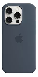 Funda Apple Silicona Magsafe iPhone 15 Pro Azul Tormenta Storm Blue Liso