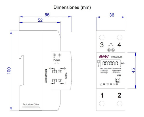 Multimedidor Inteligente Wifi Baw Mmsw2d65 App Smartlife
