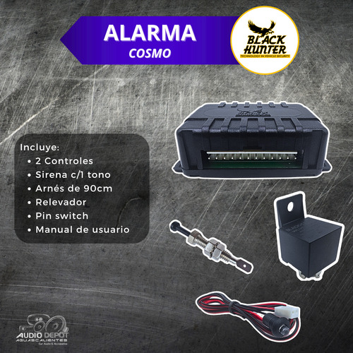 Kit Alarma Automóvil Black Hunter + 3 Actuador + 2 Relevador