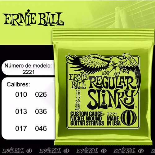 Ernie Ball 2221 Cuerdas Guitarra Eléctrica 10-46 Regular 2pcs