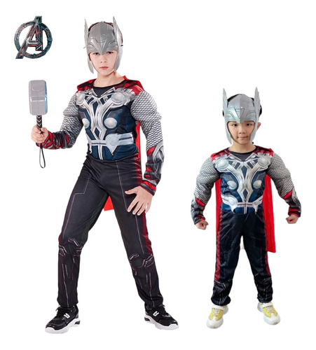Disfraz Thor Musculoso Para Niños - Mascara Incluida - Los Vengadores