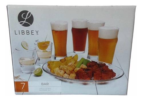 Juego De Bar De Vidrio 7 Piezas, Vasos, Tequileros Y 1 Plato