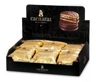 Alfajor Cachafaz Chocolate Negro Con Dulce De Leche caja x 12 Unidades