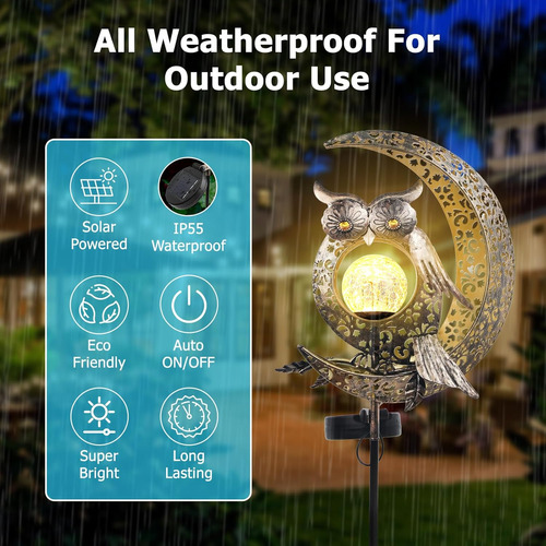 Luces Solares De Búho Para Jardín Al Aire Libre, Impermeable